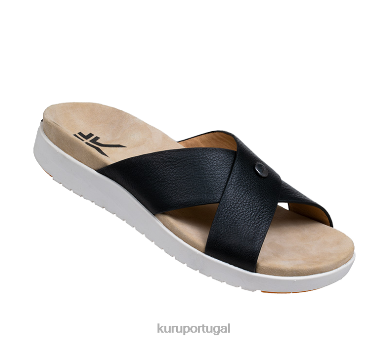mulheres azeviche preto/branco/goma Kuru brisa sapato 666HJ118