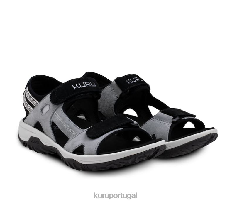 mulheres cinza fóssil/azul céu/preto azeviche Kuru piso sapato 666HJ125