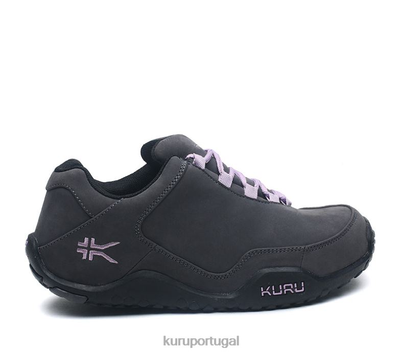 mulheres cinza fumê/preto azeviche/violeta Kuru chicane largo sapato 666HJ51