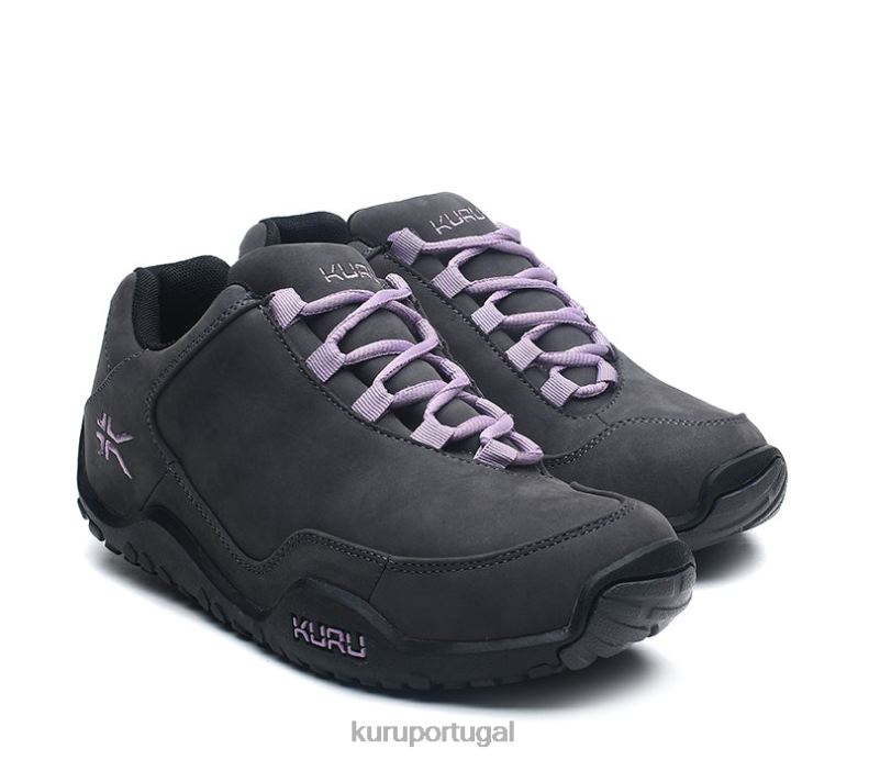 mulheres cinza fumê/preto azeviche/violeta Kuru chicane largo sapato 666HJ51